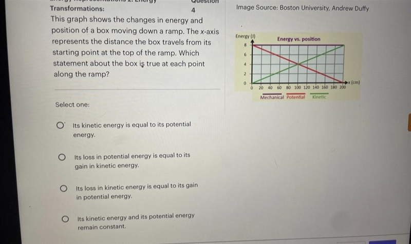 Which statement about the box is true at each point along the ramp-example-1