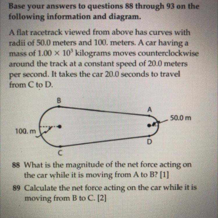 What is the magnitude of the net force acting on the car while it is moving from A-example-1