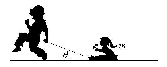 g=9.8m/s^2A student pulls his younger sister in a sled (combined mass 35 kg) with-example-1