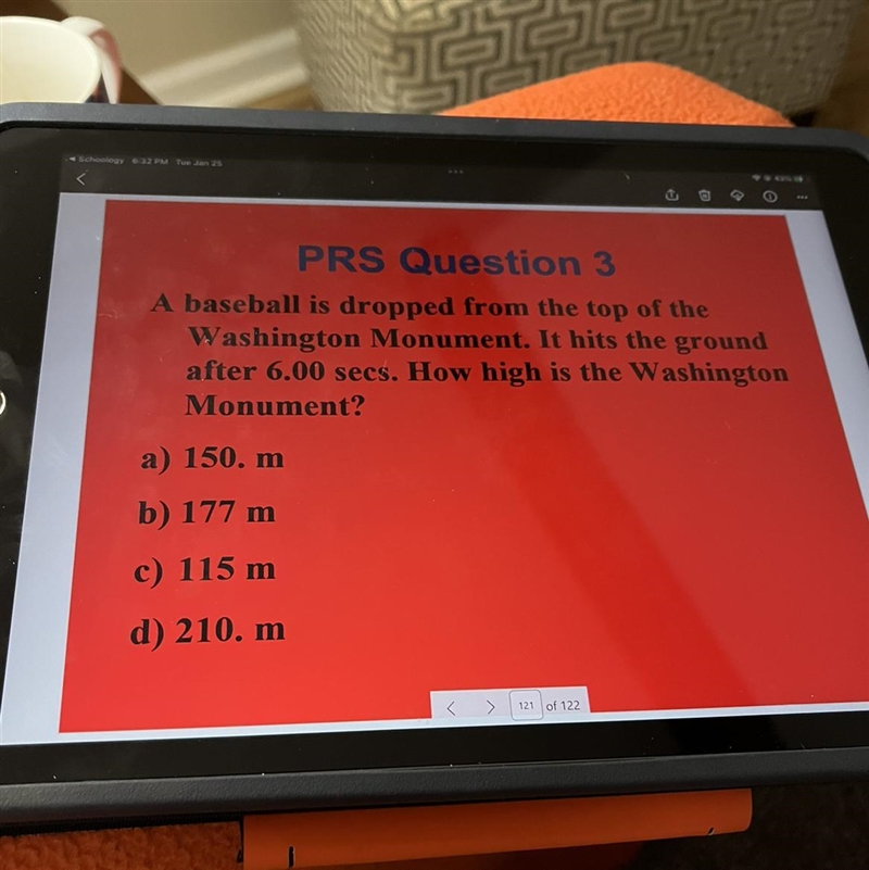 What kinematics equation would i use for this ? Btw one of those are the answers-example-1