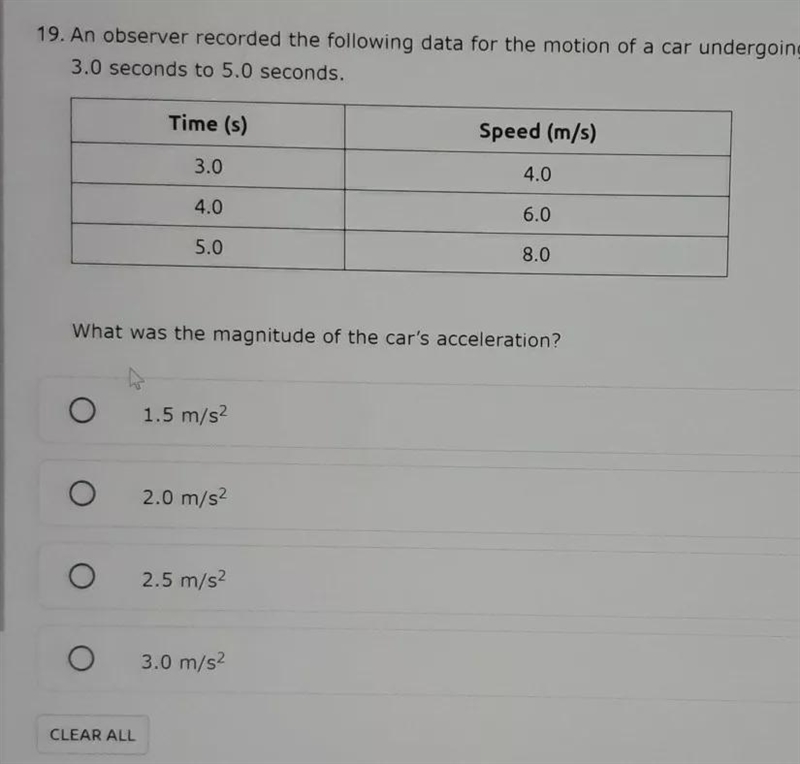 an observer recorded the following data for the motion of a car undergoing constant-example-1