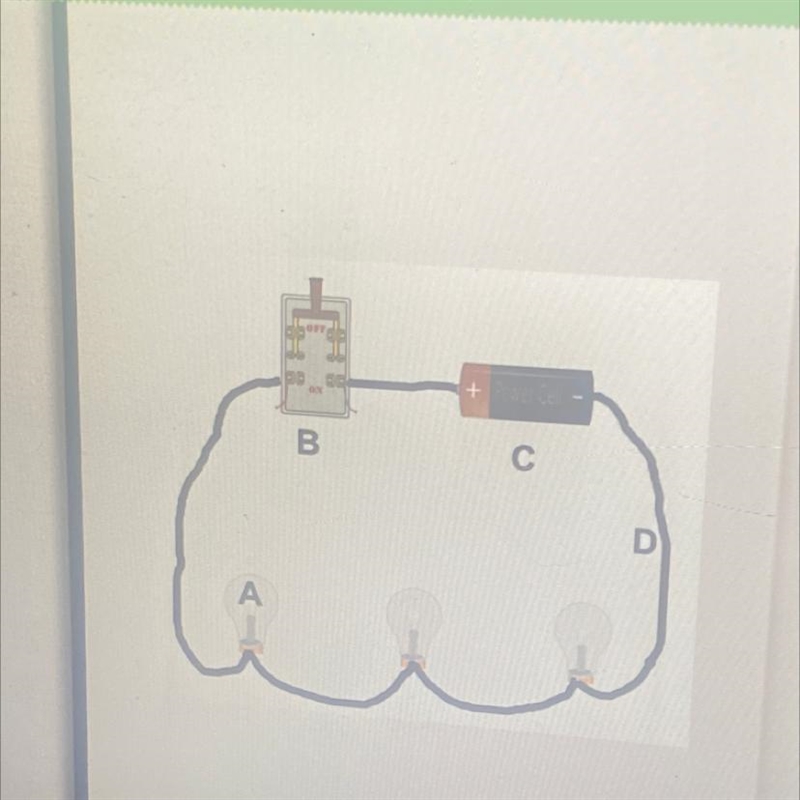 What is the source of power in this circuit? A.A B.B С.С-example-1