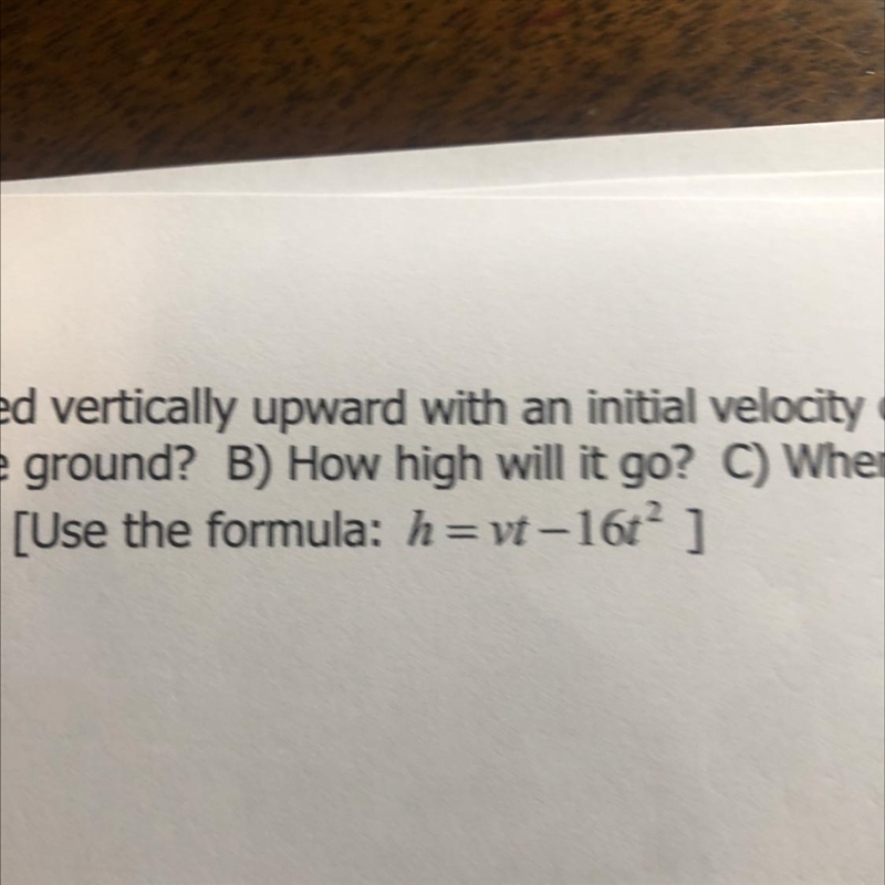 A projectile is launched vertically upward with an initial velocity of 128 ft/s.A-example-1