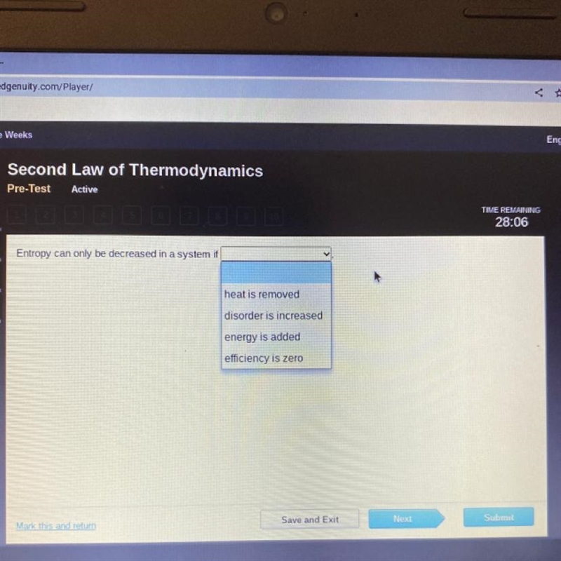 Entropy can only be decreased in a system if ?-example-1