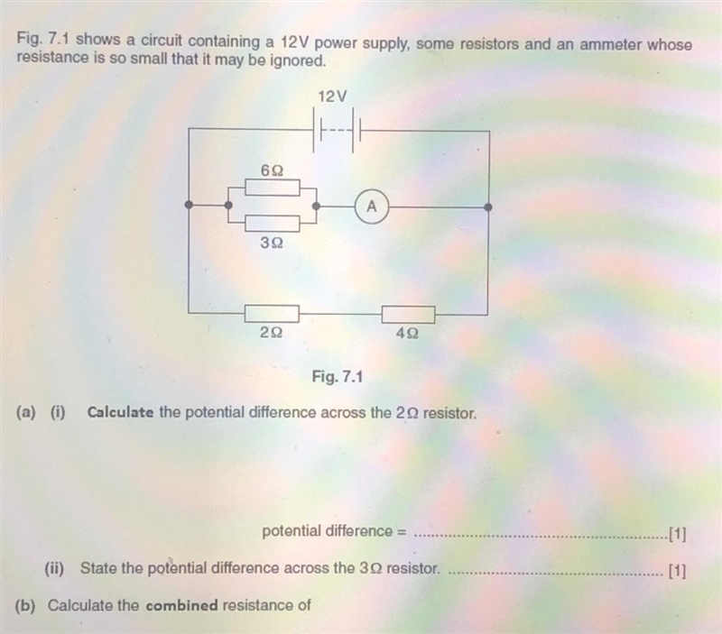 B)= combined resistance of the 2 Ω and 4 Ω resistors connected in series-example-1