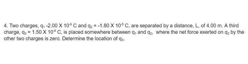 Two charges, q1 -2.00 X 10-6 C and q2 = -1.80 X 10-5 C, are separated by a distance-example-1