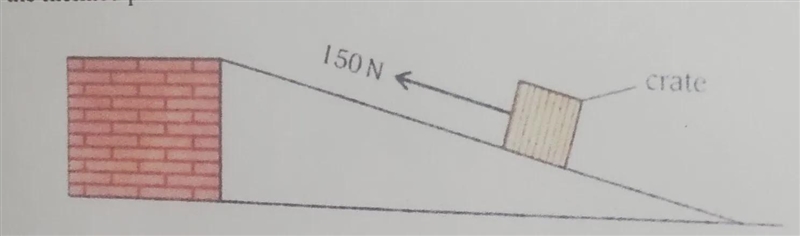 A crate of mass 70 kg is pulled a distance of 12 m up an inclined plane and in the-example-1