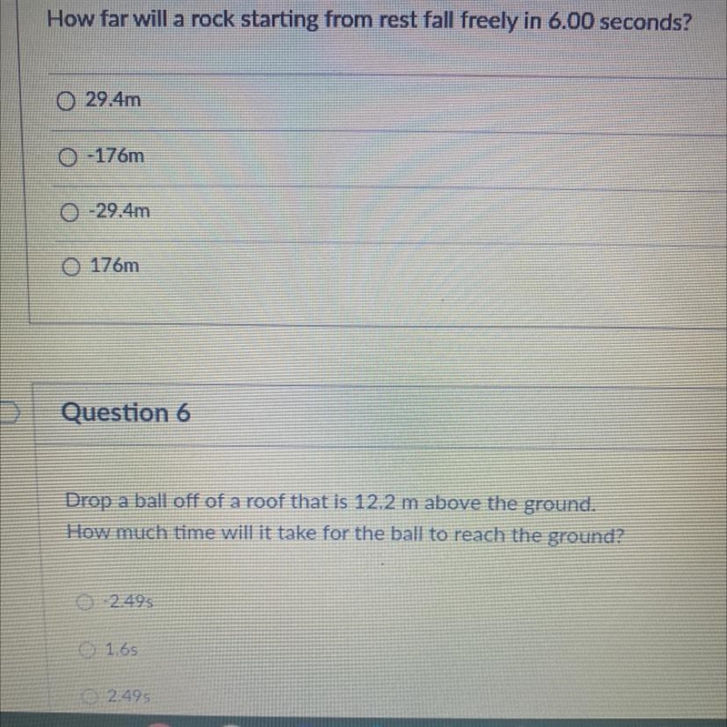 How far will a rock starting from rest fall freely in 6.00. Seconds-example-1