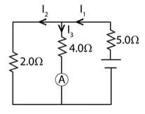 The ammeter in the figure below reads 1.0A. Calculate the magnitude of the currents-example-1