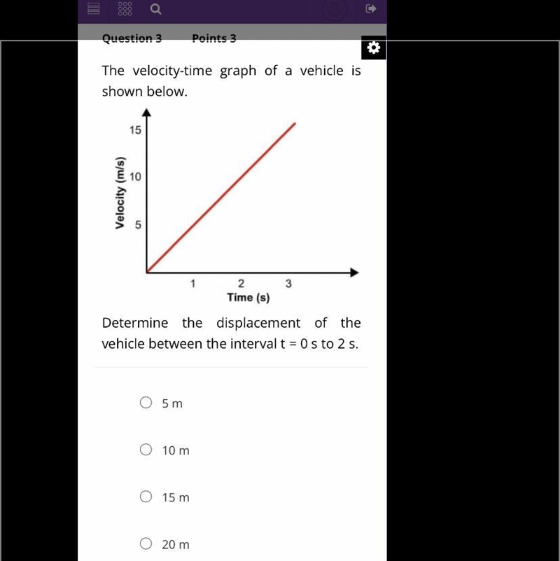 Determine the displacement of the vehicle between the interval t = 0 s to 2 s.-example-1