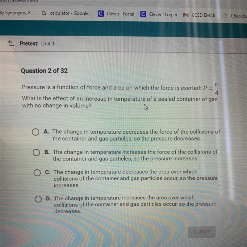 FPressure is a function of force and area on which the force is exerted: P =AWhat-example-1