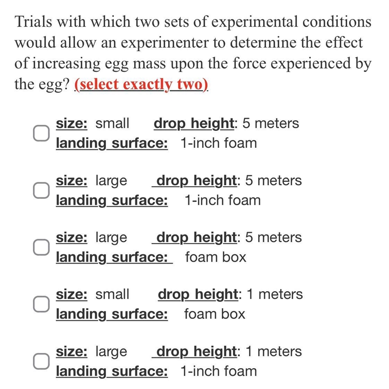 Trials with which two sets of experimental conditions would allow an experimenter-example-1