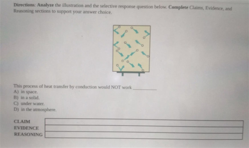 Claims, Evidence, and Reasoning section's to support your answer choice.-example-1