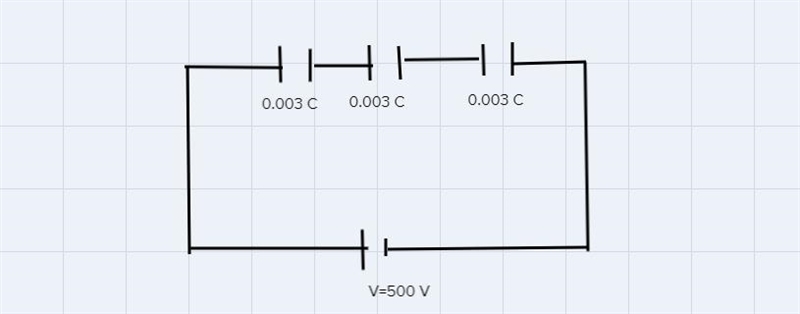 Calculate the total charge on the capacitors connected in series if the supply voltage-example-1