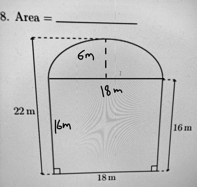 Area = 22 m 18 m 16 m-example-1