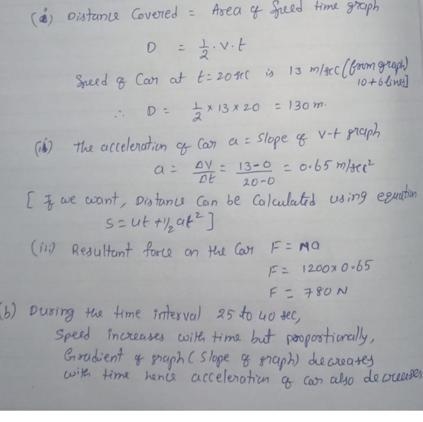 the mass of the car is 1200kg. calculate for the first 20s of the motion the distance-example-1