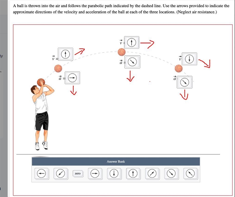 I'm confused as to how to label the velocity and acceleration of the projectile motion-example-4