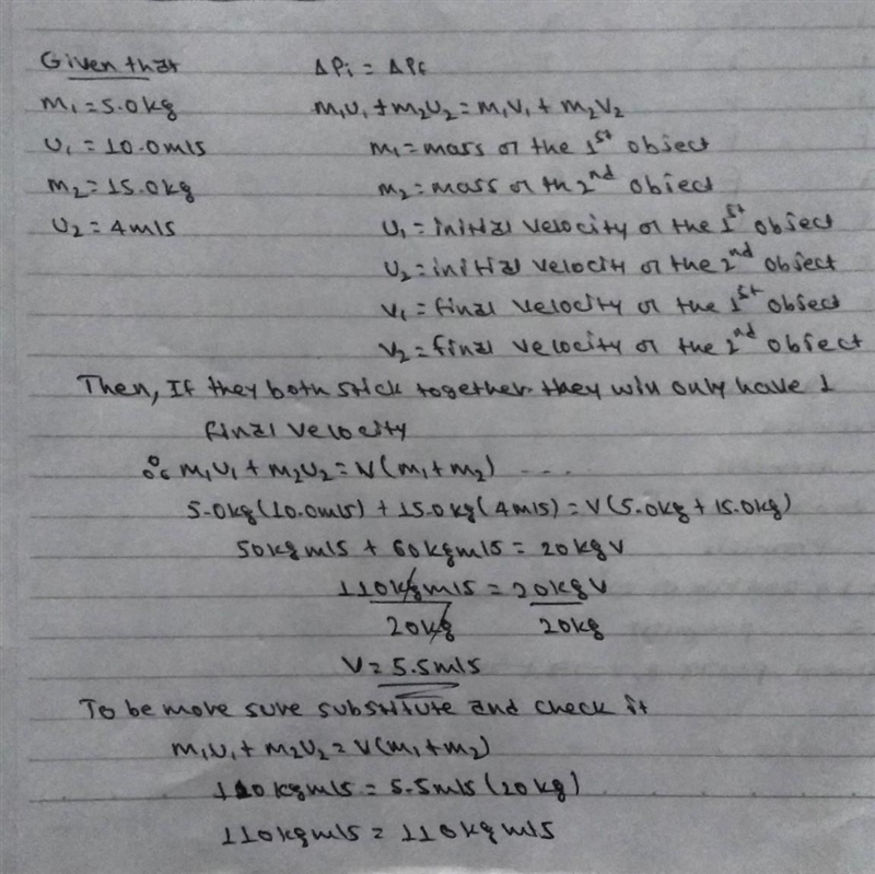 Q3, A ball of mass 5.0 kg moving with a Velocity of 10.0 ms collides with a 15.0 kg-example-1