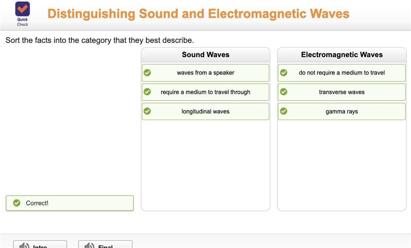 Sort the facts into the category that they best describe-example-1