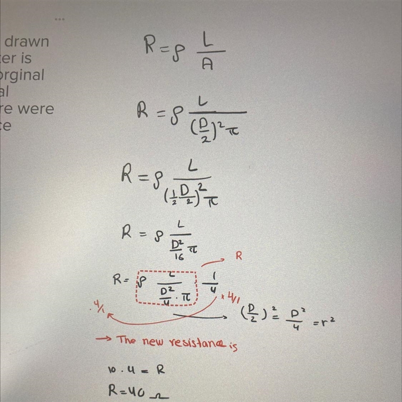 A wire of length l is drawn such that its diameter is reduced to half its orginal-example-1