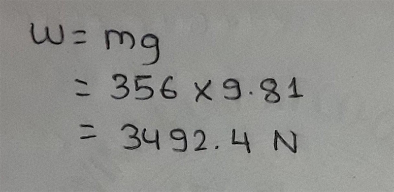 What is the weight of a 356 kg crate W=mg-example-1