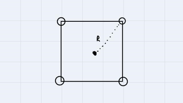 Four charges are arranged in a square formation. Take q to be 1 C of charge and a-example-1