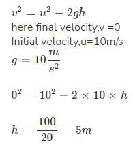 A 25kg ball is thrown into the air. When thrown it is going 10 m/s. Calculate how-example-1