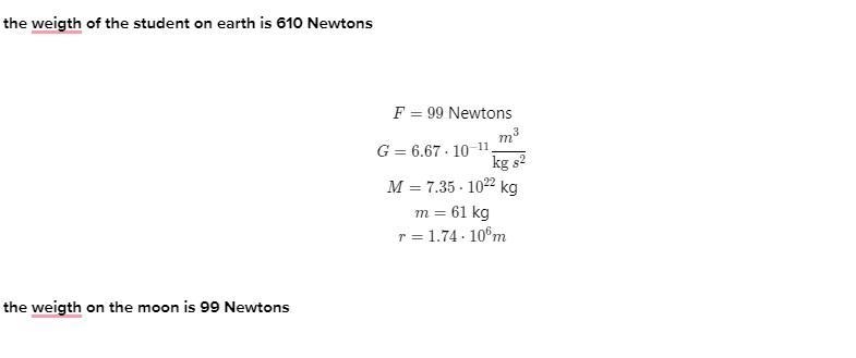 How do I solve this problem?Hint:earth weightTo determine her weight on earth, use-example-3