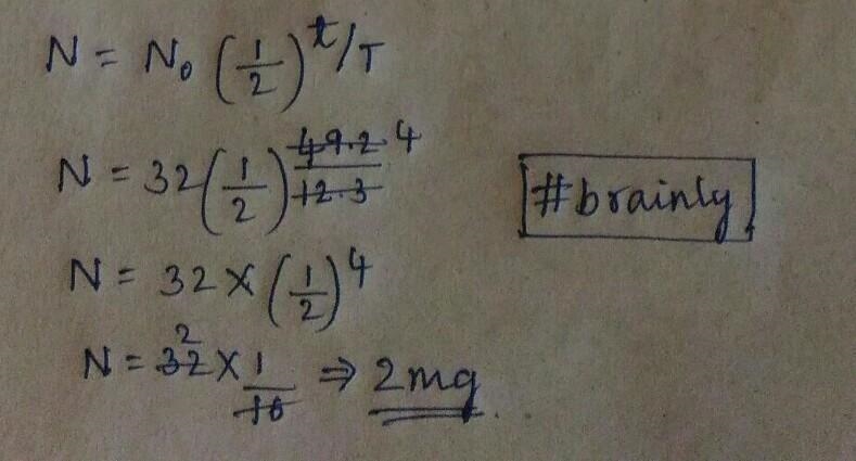 A radioisotope, tritium (1^3H) has half life of 12.3 years. If the initial amount-example-1