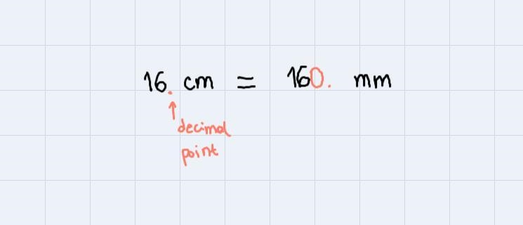 Using the ladder method, 16 cm = __________ mm-example-3