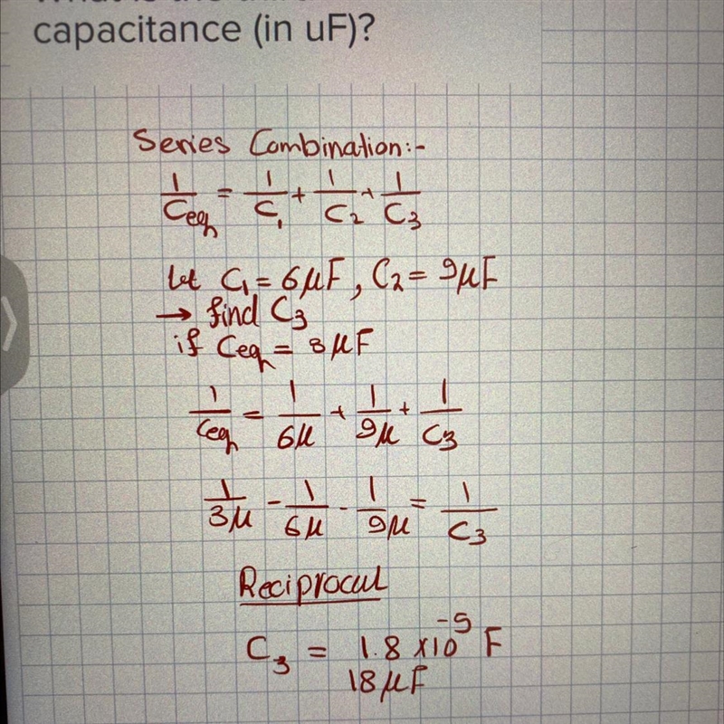 Three capacitors are connected in series. The equivalent capaci- tance of this combination-example-1