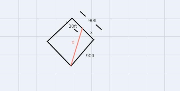 At what rate is his distance increasing from home plate when he is 20ft from second-example-1