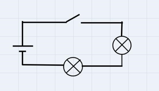 Create a diagram. cell, switch, two lamps, all connected in series-example-2