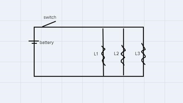 You have three light bulbs, a battery, and a switch.a) Using proper electrical symbols-example-2