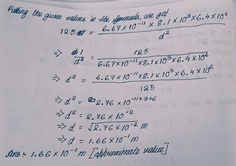 Two spherical objects have masses of 8.1 x 103 kg and 6.4 x 106 kg. The gravitational-example-2