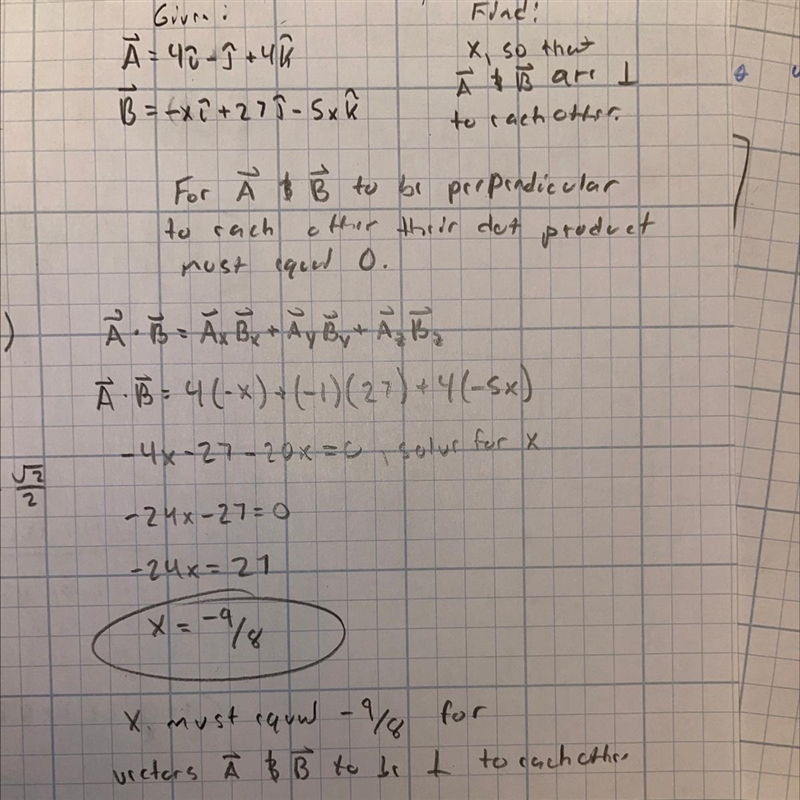 Question 5 0/1pts Scalar (dot) product: If=41-1+4k and B-xÎ +27-5X find x so B will-example-1