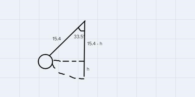 llusA wrecking ball on a 15.4 m longcable is pulled back to an angle of33.5° and released-example-1