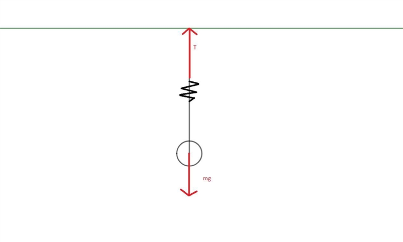 Imaging hanging an object (at rest) from the spring scale. Draw free body diagram-example-1