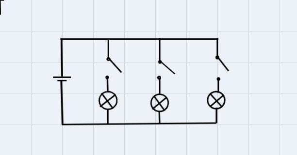 Create diagram: Three switches in series with three lamps, the switch and lamp pairs-example-1