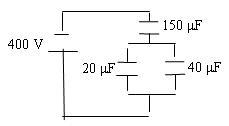 For the given diagram, determine the charge stored on the 40 μF capacitor.0.0114 C-example-1