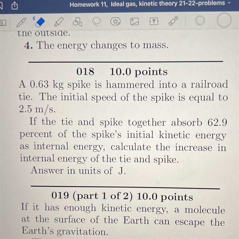 Calculator increase in internal energy of the tie and spike-example-1