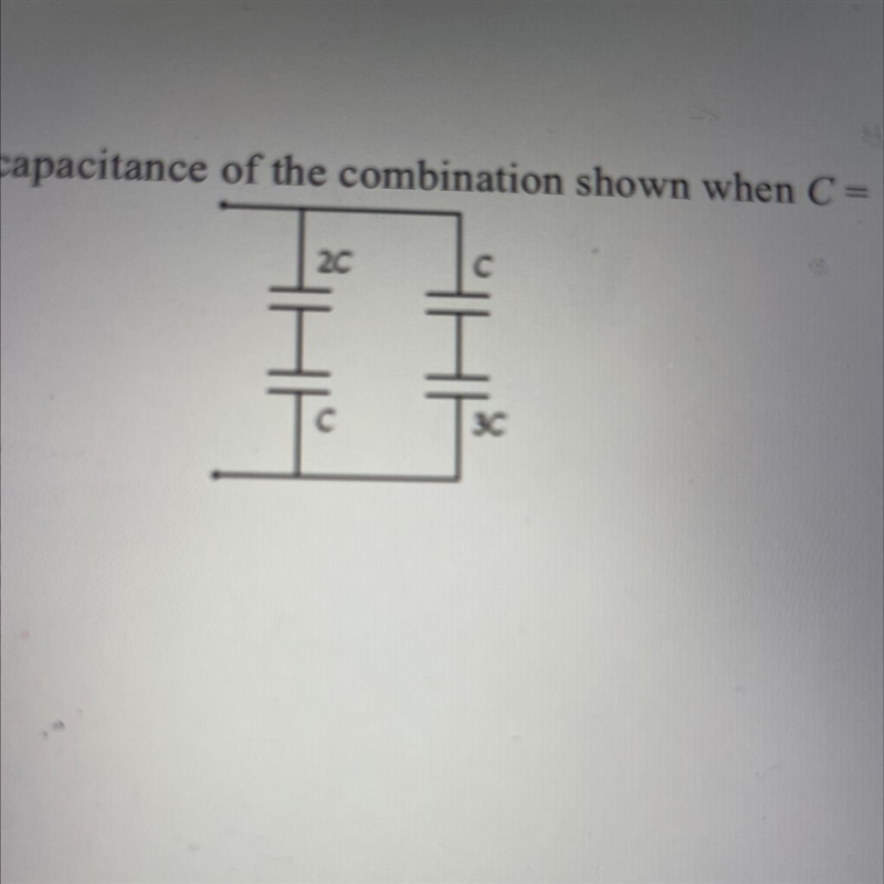 Determine the equivalent capacitance of the combination shown when C = 12 n-example-1