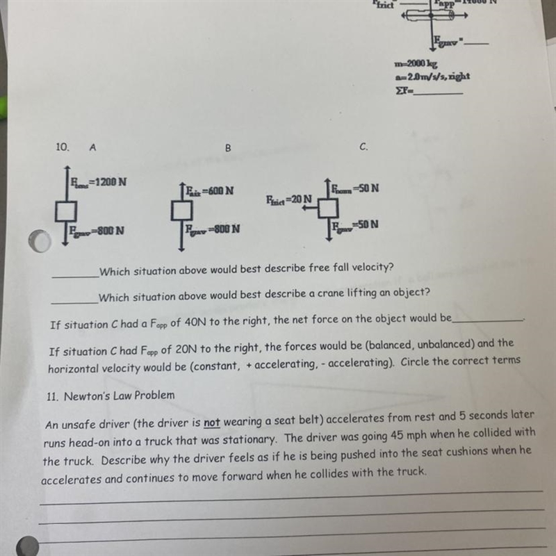 10. ABC.Per=1200 NNet Force:Pit=600 NEngen-SONFrid=20 NPry=800 NPrax=800 NF50NWhich-example-1