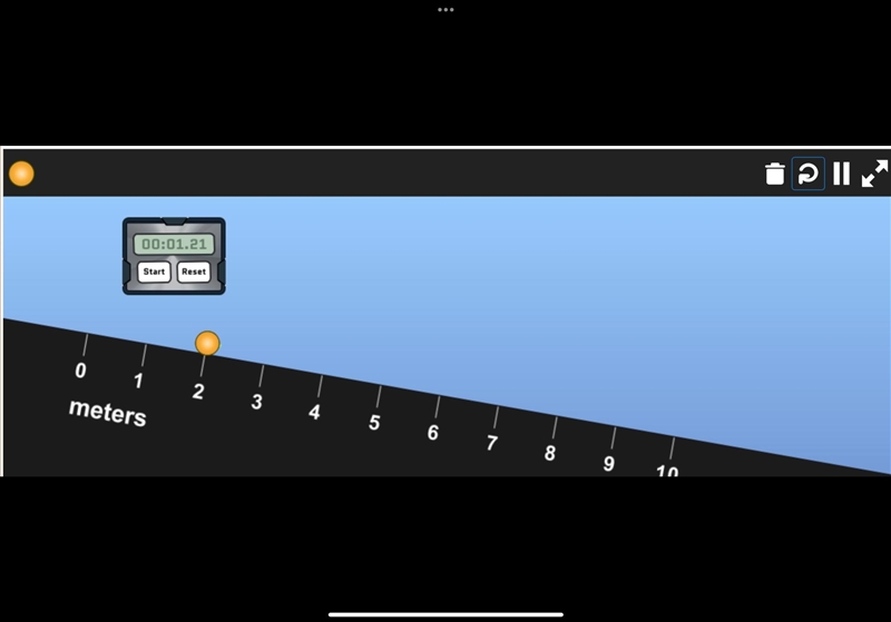 Help me make a velocity table and graphDrop the ball down the ramp and stop the stopwatch-example-1