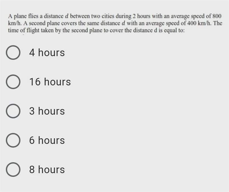 A plane flies a distance d between two cities during 2 hours with an average speed-example-1