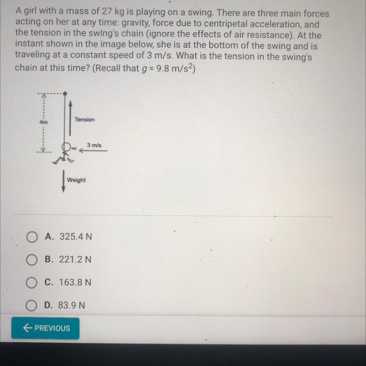 What is the tension in the swing’s chain at this time?-example-1