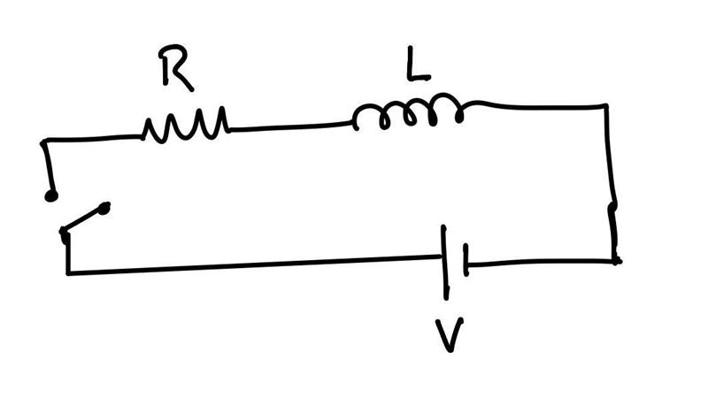 The LR circuit has a resistor R = 20 Ohms and an inductor L = 20 mH. hen switch closes-example-1