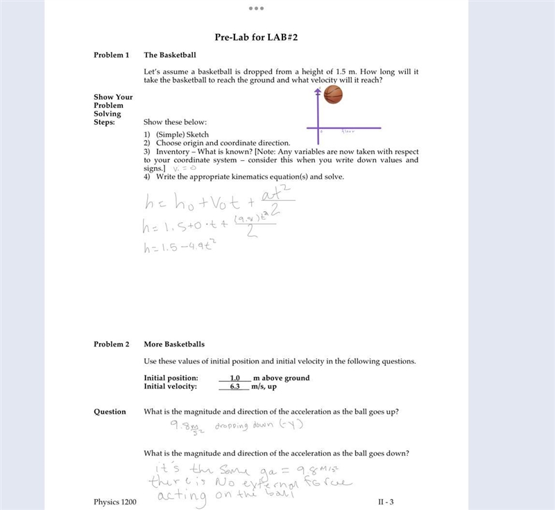 The BasketballLet’s assume a basketball is dropped from a height of 1.5 m. How long-example-1