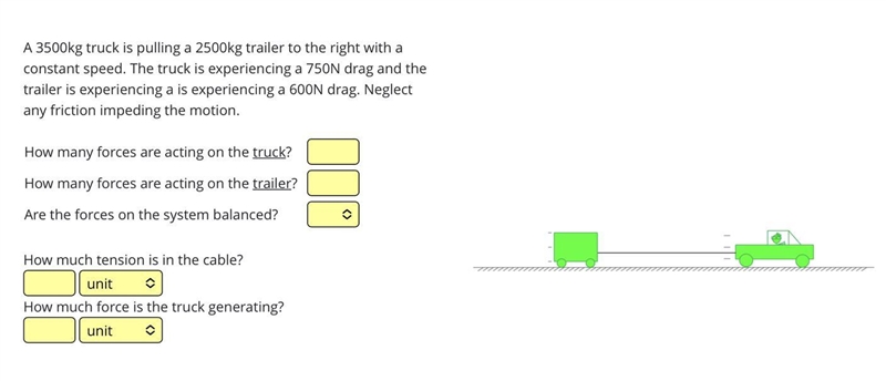 How do I solve this problem? 1. Draw the forces -trailer: weight downwards, normal-example-1