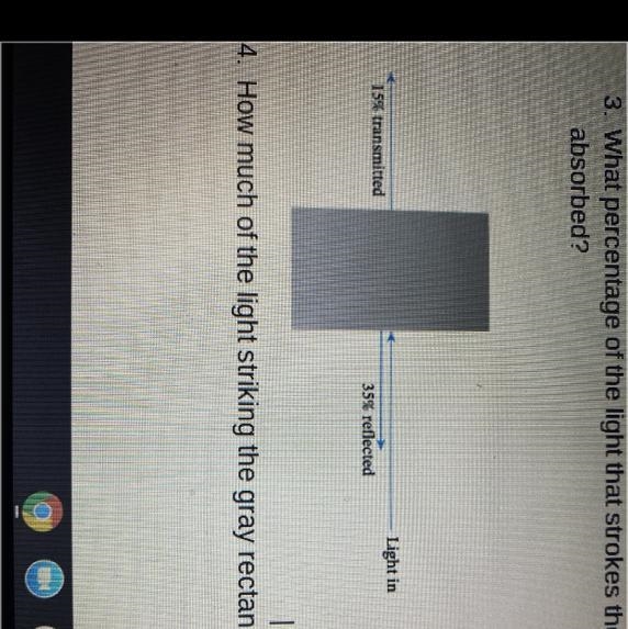 How much of the light striking the gray rectangle is absorbed. Question #4. Pic is-example-1